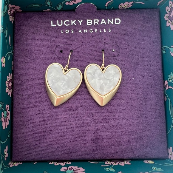 Lucky Brand Jewelry - Lucky Brand mother of Pearl heart earrings